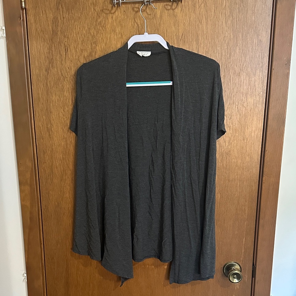 Women's Charcoal Gray Open Front Cardigan
